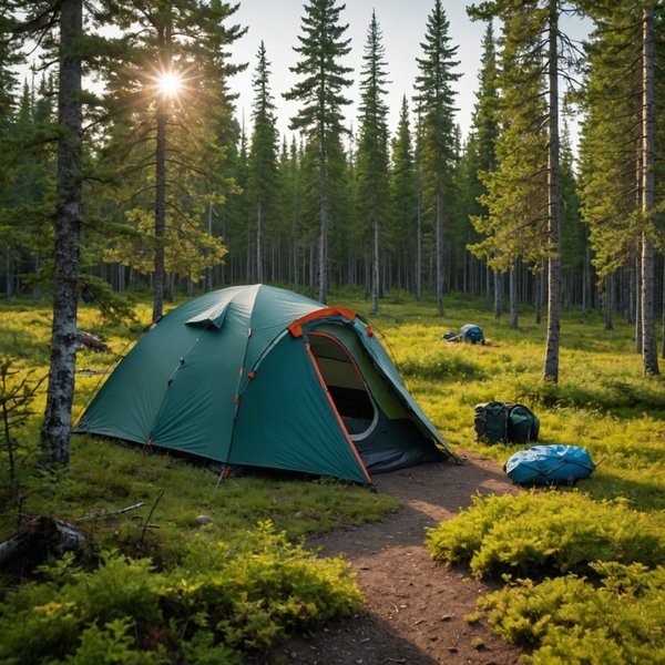 Quels sont les équipements nécessaires pour un camping en région de forêt boréale en été?